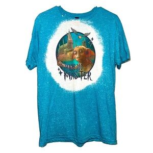 GILDAN Light Blue Acid Wash Harry Potter “I Have No Master” Dobby T-Shirt